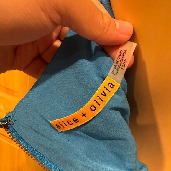 Alice + Olivia Chiffon BLU/BLK Dress with adjustable shoulder straps SZ XS - Picture 5 of 6